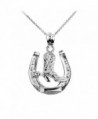 925 Sterling Silver Lucky Horseshoe with Cowboy Boot Charm Pendant Necklace - CS126UD219Z