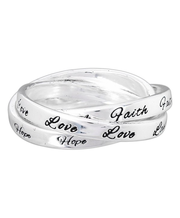 Dicksons Silver-Plated Triple Band "Faith Hope Love" Ring - CA12G8RSHVT