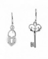 Key to My Loving Heart Lock .925 Sterling Silver Dangle Earrings - CP12MWZXK8T