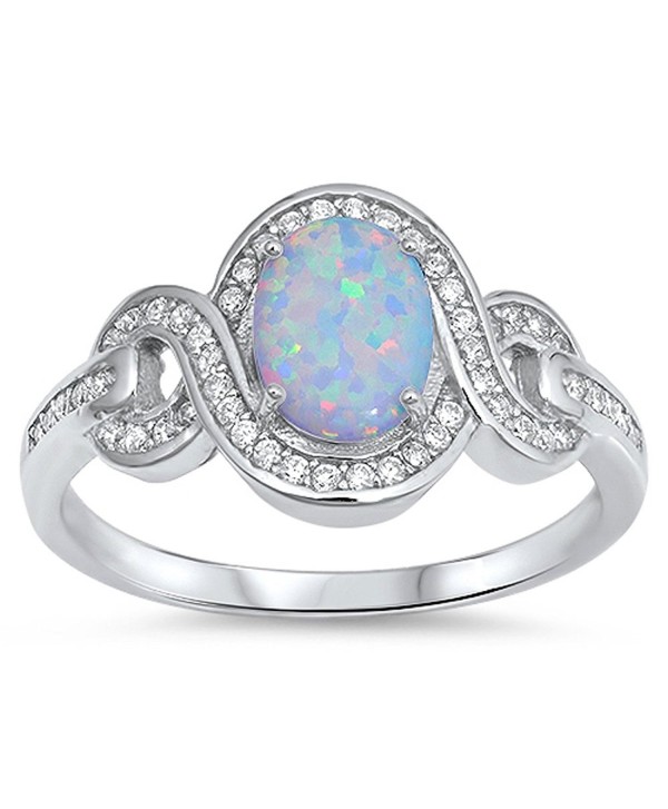 CHOOSE YOUR COLOR Sterling Silver Vintage Infinity Ring - White Simulated Opal - C212MX6N2F6