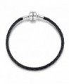 TINYSAND Genuine Leather Woven Basic Bracelet with 925 Sterling Silver Snap Clasp Charms-6.7"/7.1"/7.5" - CO185QRR0I4