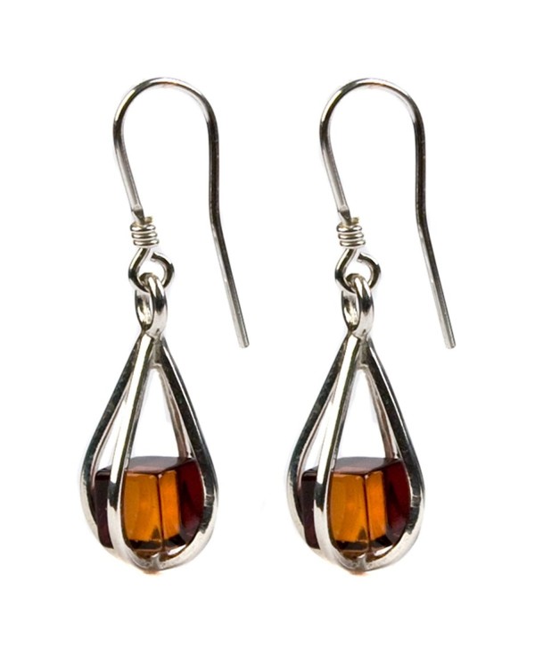 Amber cube Sterling Silver Millennium Collection Teardrop Earrings - CC113D140AZ