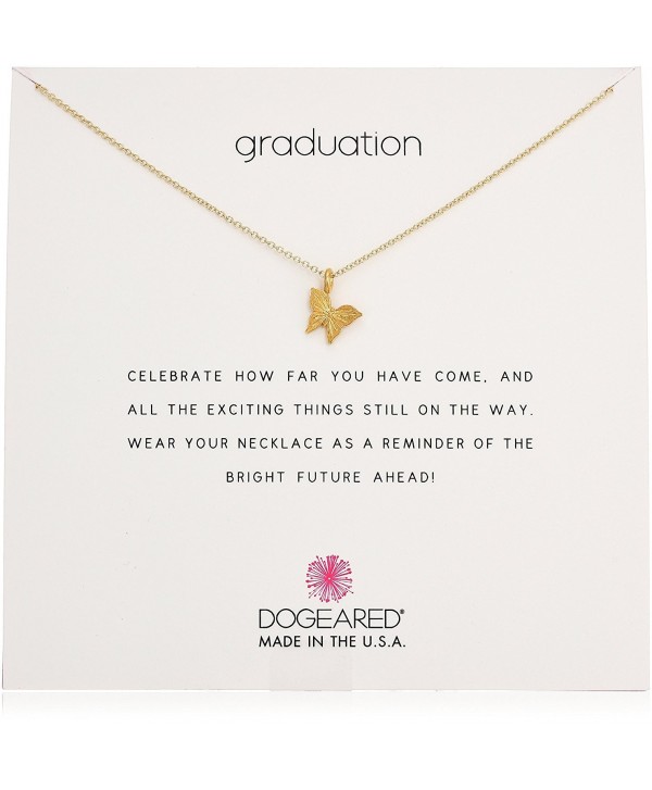 Dogeared Reminder Graduation- Graceful Butterfly Chain Necklace- 16" + 2" Extender - Gold - CT17YHRD3OT