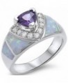 Simulated Amethyst- Lab Created White Opal- & Cz New Fashion .925 Sterling Silver Ring Sizes 5-10 - CH11MBJYKPB