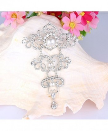 EVER FAITH Silver Tone Crystal Simulated in Women's Brooches & Pins