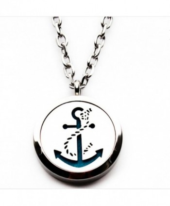 'Anchor' Essential Oil Diffuser Necklace Aromatherapy Pendant- Jewelry Bag- and Extra Pads - CG12O3Z3UNC