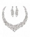 Youfir Women's Elegant Austrian Crystal Necklace and Earrings Jewelry Set for Wedding Dress - Clear - CE17Z5NGS2M