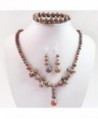 Teng Yu Fashion Leopard Skin Jasper Round Gemstone Beads Necklace Earrings Bracelet Set - CM11TLPOITB