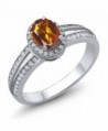 1.00 Ct Oval Orange Red Madeira Citrine Gemstone 925 Sterling Silver Ring (Available in size 5- 6- 7- 8- 9) - C511HB44K83