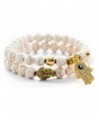 Gems of Peace - Antique White & Gold Buddha Hamsa Charm Bracelet - CB128T943UD