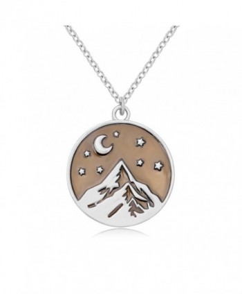 SENFAI Mountain Top Star Half Moon Pendant Necklace Perfect Gift for Climbing Hiking Sports - CE184IY8GAL