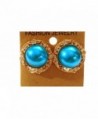 Clip-on Earrings Gold Tone Metallic Pearl Accent Clip Earrings - Blue - C7129SPR1QF