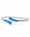 Lab Created Opal .925 Sterling Silver Bangle Bracelets 7.25" - Blue - CA11ZXDXF4J