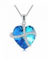 Grace Women's Necklace-Heart Necklace Pendant Necklace Made with Austria Crystal- Fashion Jewelry - Blue - CR182HG2H03