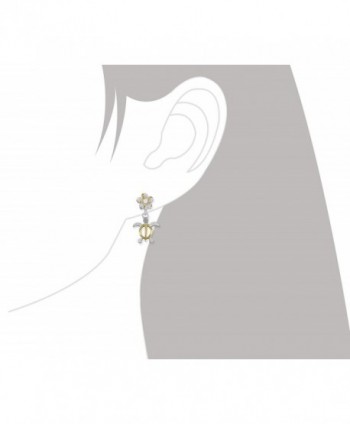 Sterling Silver Accents Plumeria Earrings in Women's Drop & Dangle Earrings