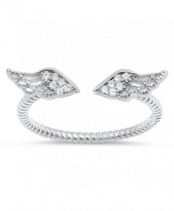 Angel Wings White CZ Cute Ring New .925 Sterling Silver Bali Band Sizes 3-10 - C512MA44BYN