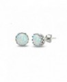 Sterling Silver Created White Earrings - Created White Opal-October - CA182Y0LS4H