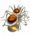 Honey Amber Sterling Silver Spider Pin - CG111A4GKXR