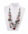 BOCAR Newest Multi Layer Chain Crystal Colored Glaze Statement Women Necklace - red - CL12MSMISJT