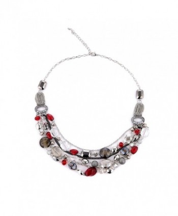 Crystal Colored Statement Necklace NK 10061 red