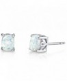 Sterling Silver 1.50 Carats Oval Shape Created Opal Stud Earrings - CW11HA7H6SL