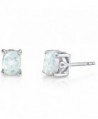 Sterling Silver 1.50 Carats Oval Shape Created Opal Stud Earrings - CW11HA7H6SL