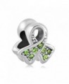 ThirdTimeCharm BreaSt Cancer Awareness Ribbon Charm European Bead with Light Green Crystals - CY12OI1JYKC
