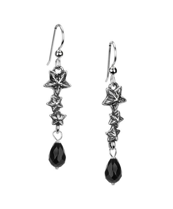 American West Sterling Silver Black Agate Triple Star Earrings - CP12NA1NS4S