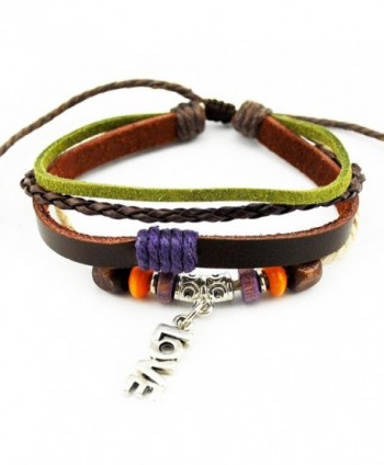 Wild Wind (TM) Multi-Strand Mixed Tone Braided Adjustable Leather Love Wrap Bracelet - CK1215H8OKL