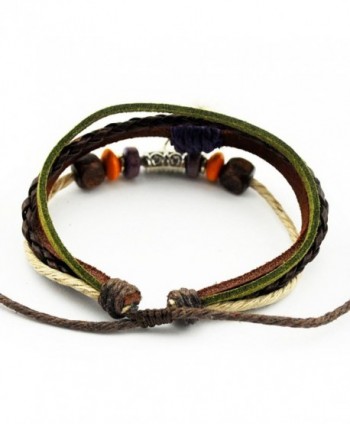 Multi Strand Braided Adjustable Leather Bracelet in Women's Wrap Bracelets