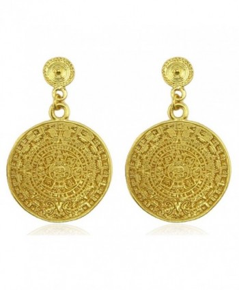 Aztec Calendar Dangle Earrings - CF11F4Z03OV