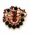 Burgundy Red & Jet-Black Diamante Corsage Brooch In Gold Plating - 5cm Diameter - C1110DGQ0NT