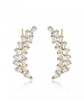 Mevecco Womens Ear Crawler Climber CZ Crystal Ear Wrap Cuffs Earrings Sweep Stud Earring Pin Jewelry - Gold - CO186E8DNAL