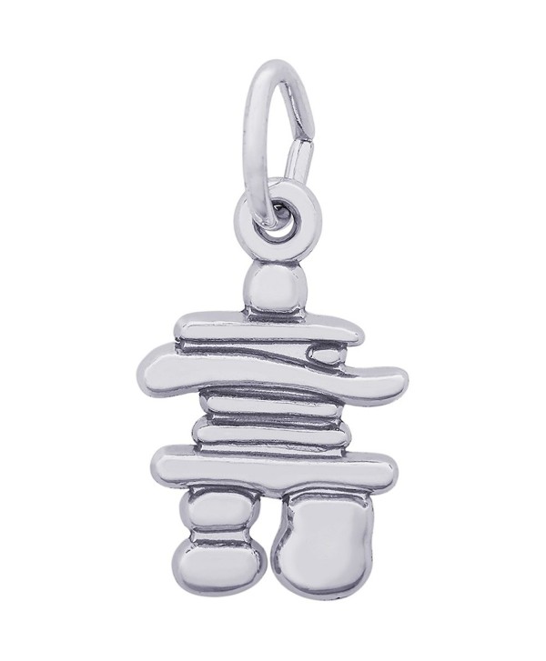 Rembrandt Charms Sterling Silver Inukshuk Accent Charm on a 16- 18 or 20 inch Rope- Box or Curb Chain Necklace - CE185QH3GKT