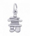 Rembrandt Charms Sterling Silver Inukshuk Accent Charm on a 16- 18 or 20 inch Rope- Box or Curb Chain Necklace - CE185QH3GKT