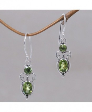 NOVICA Peridot Sterling Earrings Princess in Women's Drop & Dangle Earrings