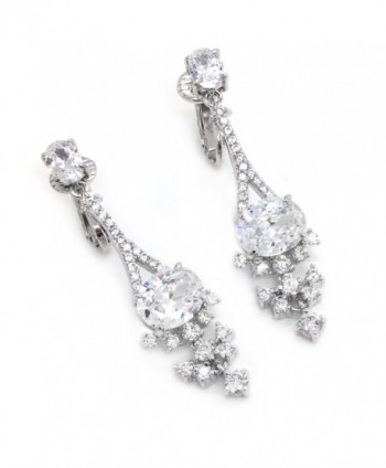 Sparkly Bride Earrings Cluster Rhodium