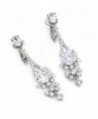 Sparkly Bride Earrings Cluster Rhodium