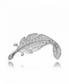 Best Gift Swarovski Elements Crystal Feather Leaf Mini Cute Brooch Pin - Clear - CT11DHLNQCZ
