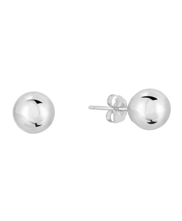 14k White Gold Ball Stud Earrings with Gold Butterfly Pushback - CW12KLEMLTT