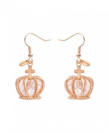 SENFAI Built-in Diamond Gold Color Crown Womens' Earring Wedding Jewelry Accessories - CF12H49J7EB