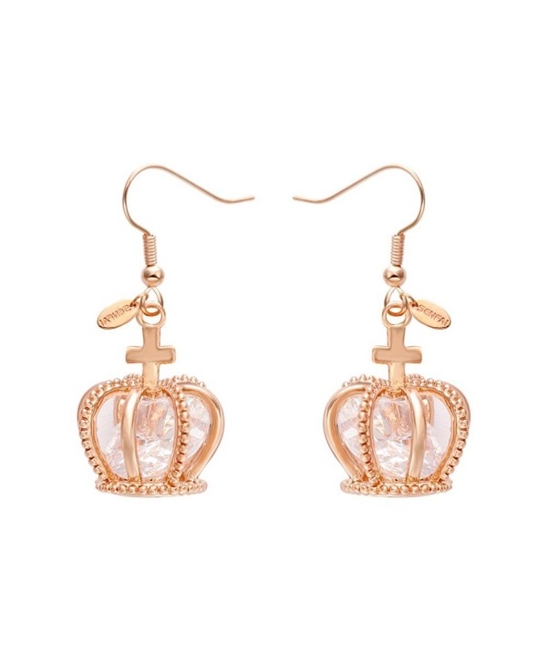SENFAI Built-in Diamond Gold Color Crown Womens' Earring Wedding Jewelry Accessories - CF12H49J7EB