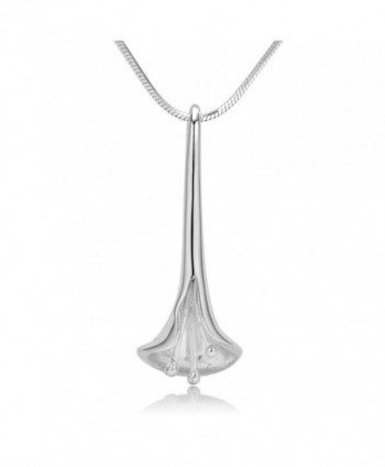 925 Sterling Silver Beautiful Calla Lily Flower Pendant Necklace- 18 inches - C211OVBI3VJ