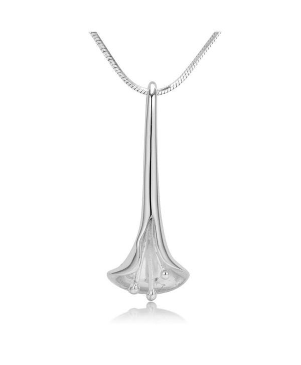 925 Sterling Silver Beautiful Calla Lily Flower Pendant Necklace- 18 inches - C211OVBI3VJ