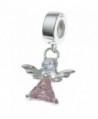 925 Sterling Silver Little Guardian Angel Cz Crystal Dangle Bead Fits European Charm Bracelet - CO11ZV13JC1