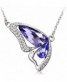 Infinite U Austrian Crystal Silver Plated Butterfly Wing Teardrop Pendant Necklace for Women Girls - purple - CZ11VY5VJ2F