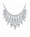 Bling Jewelry Art Deco Style Bridal Crystal Choker Silver Plated Necklace 15 Inches - CH11Y76NY5X