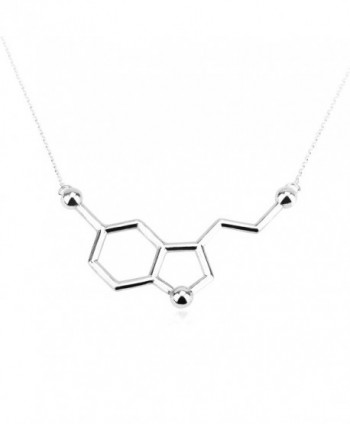 Art Attack Silvertone Serotonin Hormone Molecule DNA Chemistry Science Party Pendant Necklace - CF12HAL4QAL