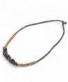 81stgeneration Women's Brass Gold Tone Simulated Black Onyx Bead Necklace- 42 cm - CD1141I8925