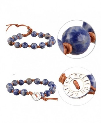 KELITCH Natural Sodalite Leather Bracelet in Women's Wrap Bracelets